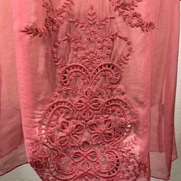 4 Love & Libery Linea Silk Chiffon Tunic in Java Pink M NWT - Picture 2 of 8